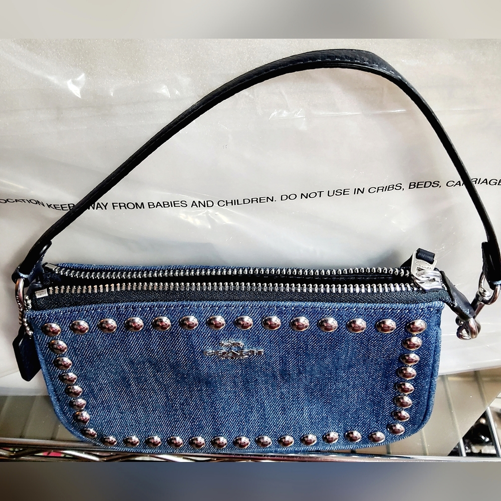 COACH BESTSELLER❗️NEW NOLITA 19 PURSE WITH RIVETS IN SILVER / DENIM - Picture 11 of 12